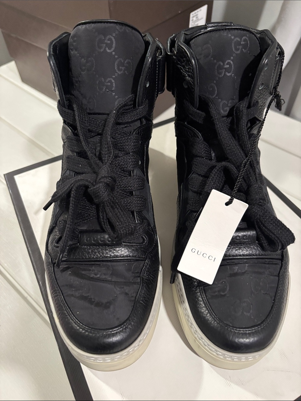 Gucci Black High-Top GG-Embossed Sneakers